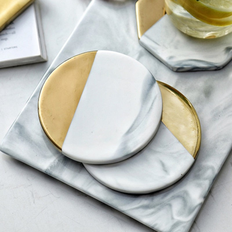 Luxury Gold Marble Coaster HotHomeGadgets