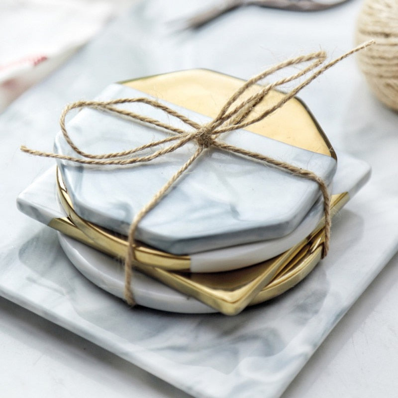 Luxury Gold Marble Coaster HotHomeGadgets